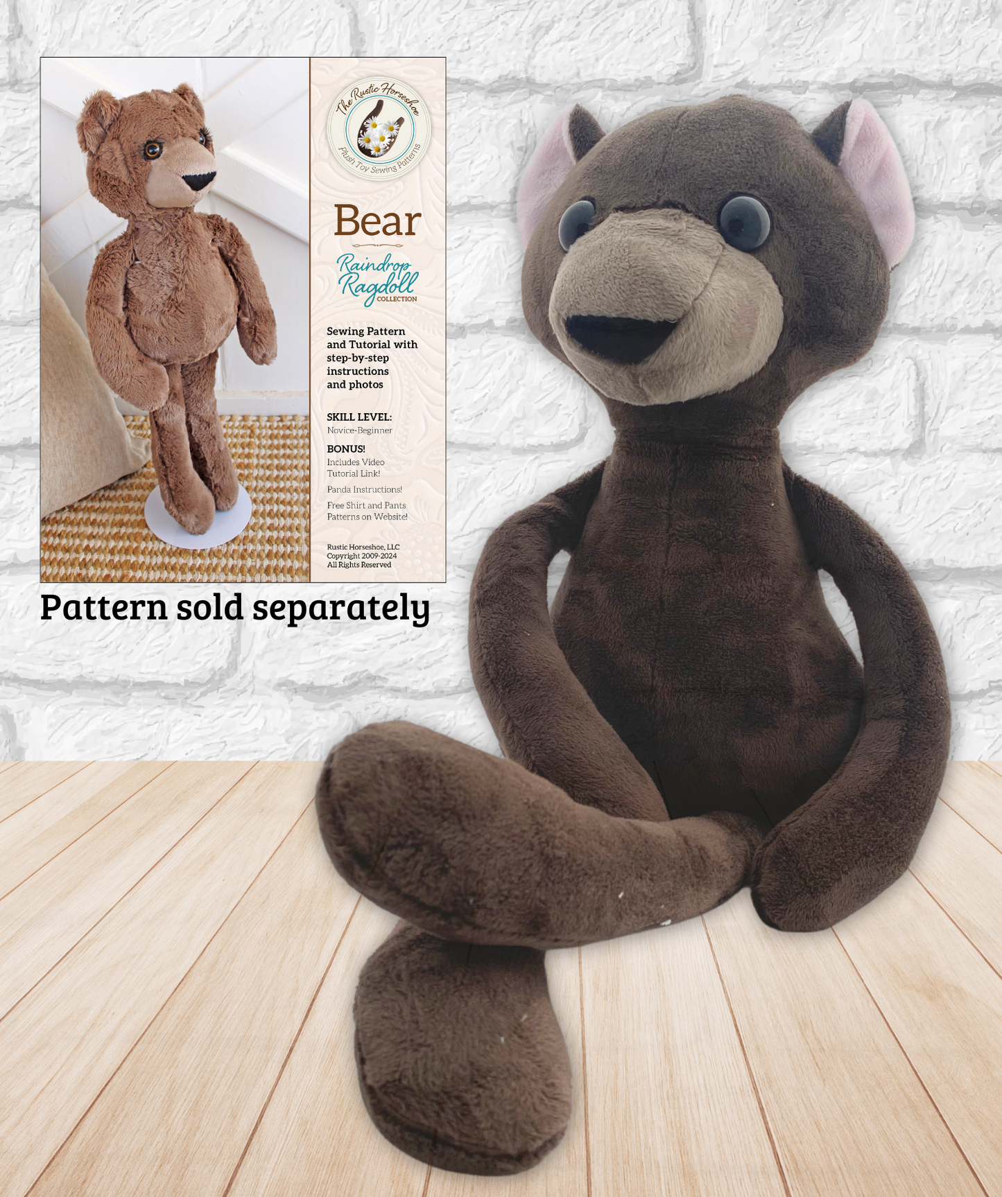 Raindrop Ragdoll Bear fabric kit