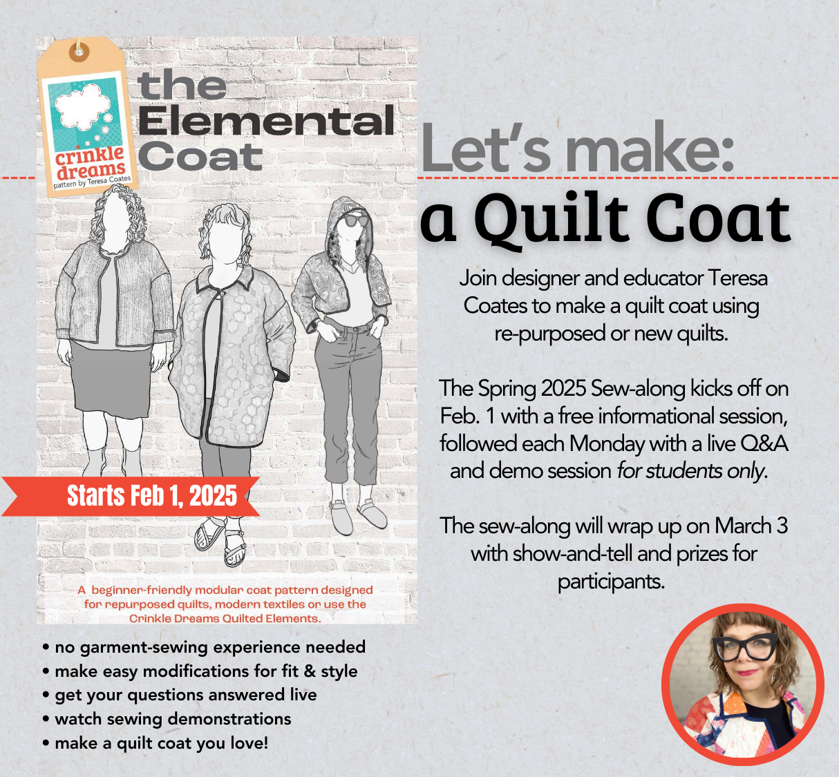 Quilt Coat Sew Along + Workshop, Spring 2025